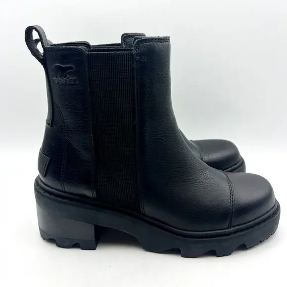 Sorel Womens Joan Now Chelsea Boot US 8.5 EU 39.5 Black Leather Waterproof NIB - Picture 3 of 11